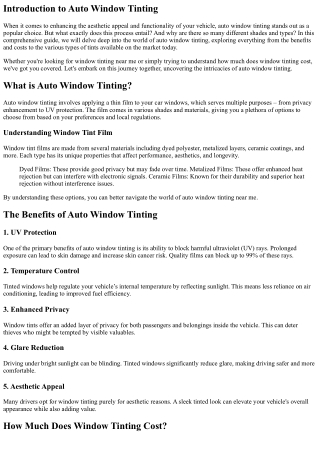 introduction to auto window tinting
