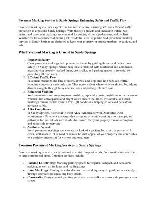 pavement marking services in sandy springs