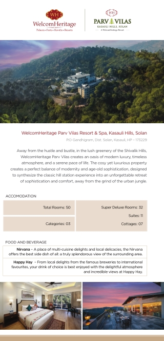 Book Resort in Solan |WelcomHeritage Parv Vilas Resort & Spa