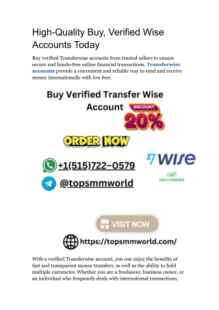 High-Quality Buy, Verified Wise Accounts Today