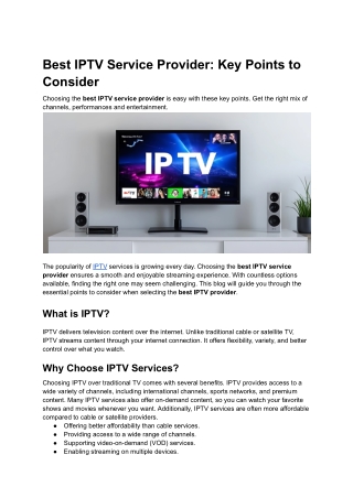 best iptv service provider key points to consider