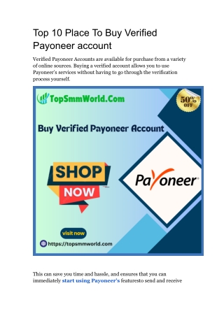 Top 10 Place To Buy Verified Payoneer account