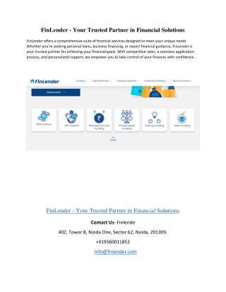 finlender your trusted partner in financial