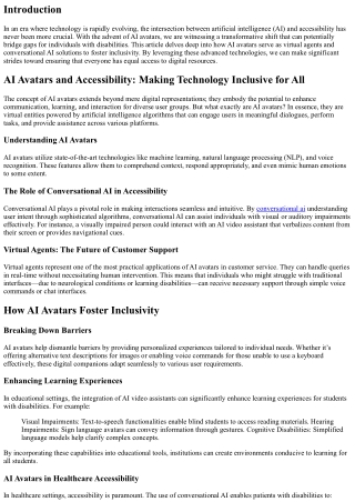 AI Avatars and Accessibility: Making Technology Inclusive for All