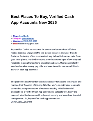Best Places To Buy, Verified Cash App Accounts New 2025
