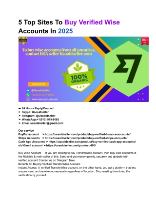 5 Top Sites To Buy Verified Wise Accounts In 2025