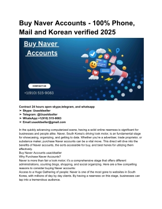 Buy Naver Accounts - 100% Phone, Mail and Korean verified 2025