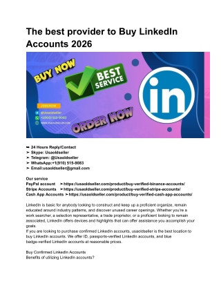 The best provider to Buy LinkedIn Accounts 2026