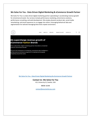 we solve for you data driven digital marketing