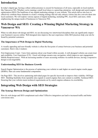 Web Design and SEO: Creating a Winning Digital Marketing Strategy in Vancouver W