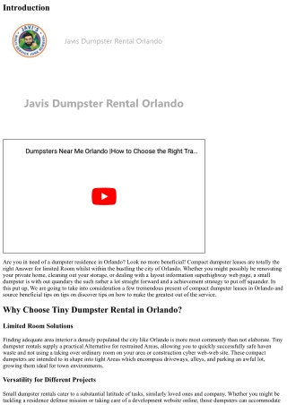 Tiny Dumpster Rental: Easy for Confined Area in Orlando