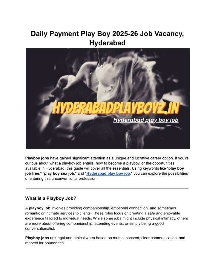 daily payment play boy 2025 26 job vacancy