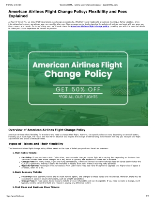 American Airlines Flight Change Policy: Flexibility and Fees Explained