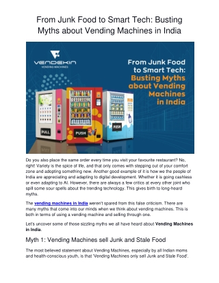 From Junk Food to Smart Tech Busting Myths about Vending Machines in India