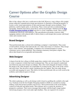 Career Options after the Graphic Design Course