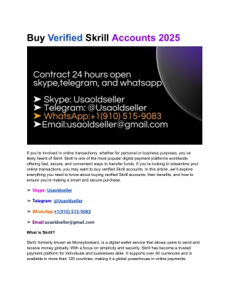 Buy Verified Skrill Accounts 2025