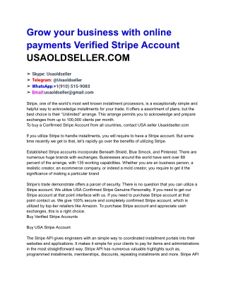 Grow your business with online payments Verified Stripe Account USAOLDSELLER