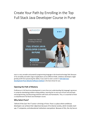 Create Your Path by Enrolling in the Top Full Stack Java Developer Course in Pune