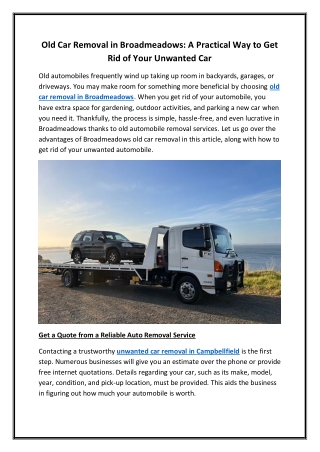 old car removal in broadmeadows a practical