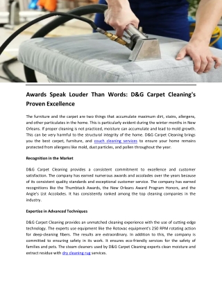 Awards Speak Louder Than Words D&G Carpet Cleaning's Proven Excellence