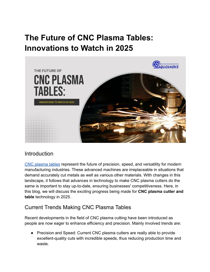 the future of cnc plasma tables innovations