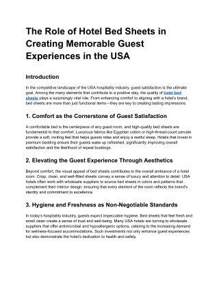 the role of hotel bed sheets in creating