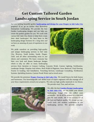 Get Custom Tailored Garden Landscaping Service in South Jordan