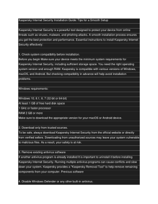 kaspersky internet security installation guide