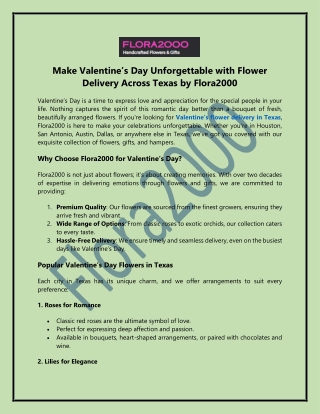 Valentine’s Day Flower Delivery in Texas | Flora2000