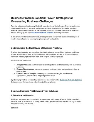 business problem solution proven strategies