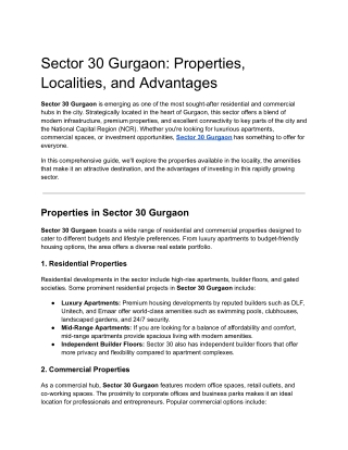 sector 30 gurgaon properties localities