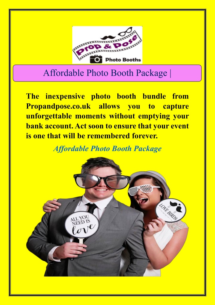 affordable photo booth package propandpose co uk