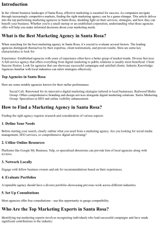 A Closer Look at Top Performing Marketing Agencies in Santa Rosa.