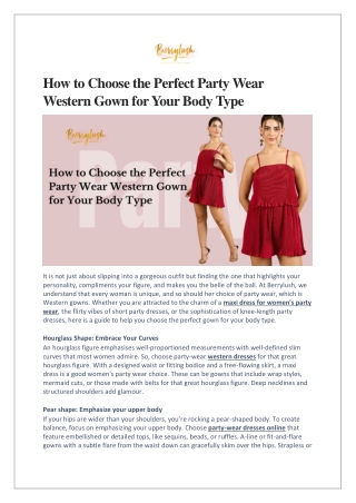 How to Choose the Perfect Party Wear Western Gown for Your Body Type
