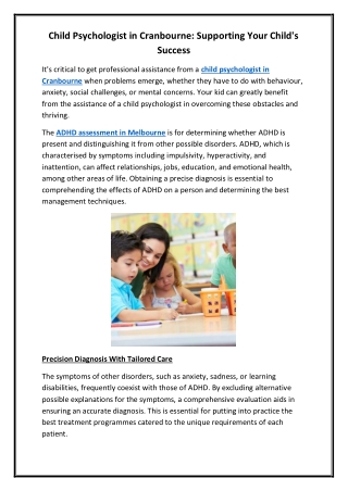 Child Psychologist in Cranbourne Supporting Your Child's Success
