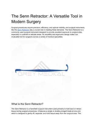 Senn Retractor_ A Versatile Tool in Modern Surgery