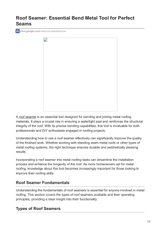 Roof Seamer: Essential Bend Metal Tool for Perfect Seams