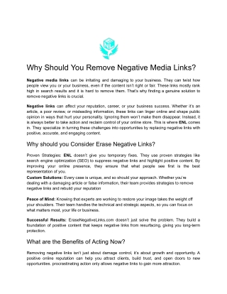 Why You Should Remove Negative Media Links
