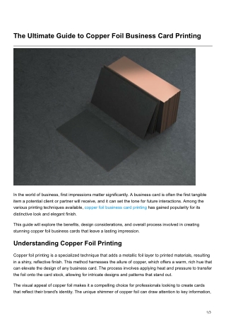 The Ultimate Guide to Copper Foil Business Card Printing