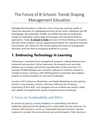 The Future of B-Schools: Trends Shaping Management Education