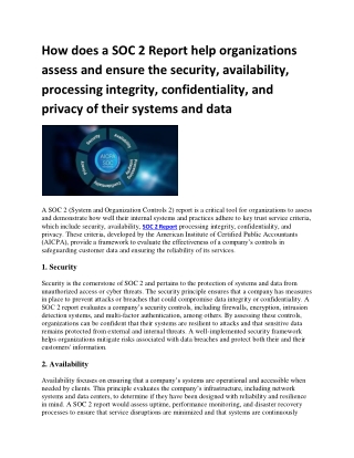 how does a soc 2 report help organizations assess