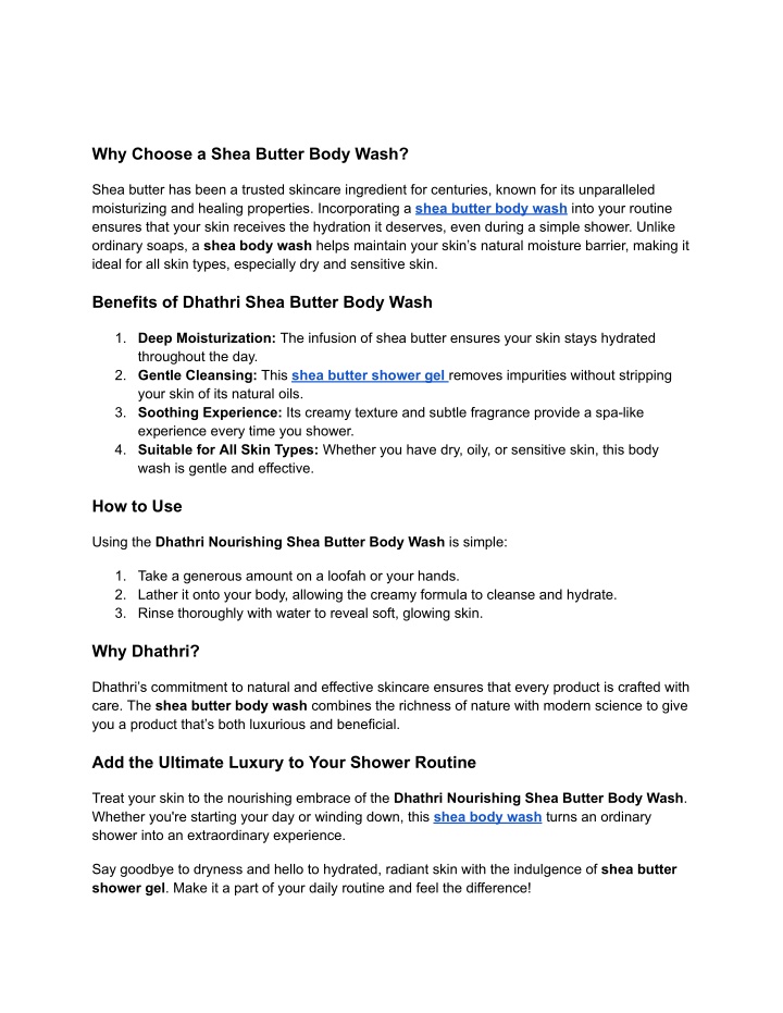 why choose a shea butter body wash