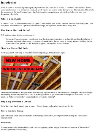 Protect Your Foundation: The Importance of Early Slab Leak Detection