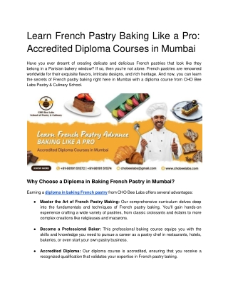 Learn French Pastry Baking Like a Pro_ Accredited Diploma Courses in Mumbai