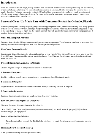 Seasonal Clean-Up Made Easy with Dumpster Rentals in Orlando, Florida