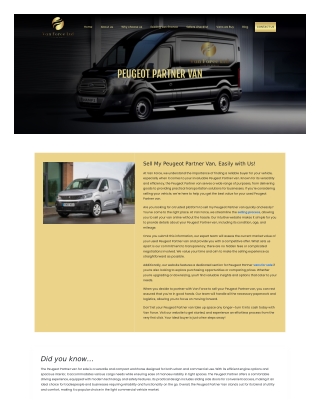 Sell My Peugeot Partner Van – Fast, Fair and Reliable with Van Force Ltd