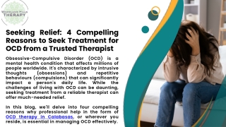 Seeking Relief 4 Compelling Reasons to Seek Treatment for OCD from a Trusted Therapist