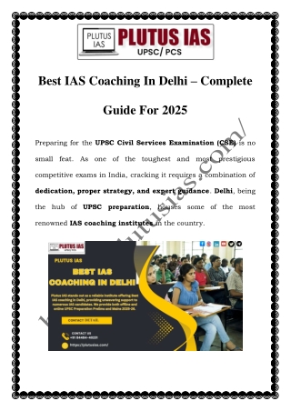 Best IAS Coaching in Delhi at Plutus IAS - Top Institute for UPSC Preparation