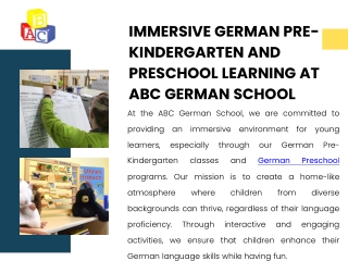 Immersive German Pre-Kindergarten and Preschool Learning at ABC German School