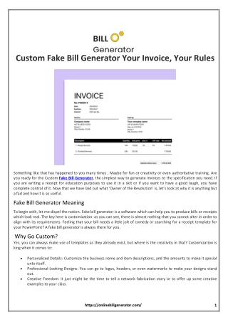 Custom Fake Bill Generator Your Invoice, Your Rules